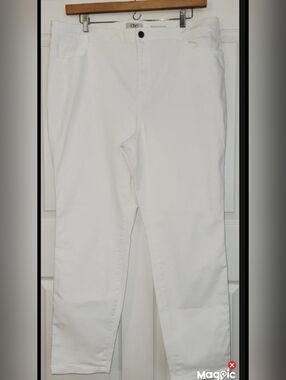 LOGO By Lori Goldstein  White Skinny Jeans Size 22W Stretch 5 Pocket